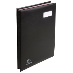 Signature book PVC, pocket on the page corner to maintain the document - 16 compartments - Black