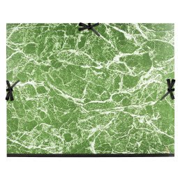 Tekenmap gemarmerd vernist papier met linten 61x76 - B2 - Groen