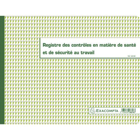 Piqûre 24x32cm - Registre des contrôles de santé et de sécurité au travail - 20 pages