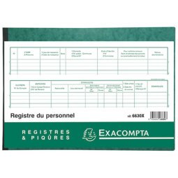 Speciaal register Arbeidswetgeving - Personeelsregister 21x29,7cm - 99 inschrijvingen - 10 blad - Franstalig