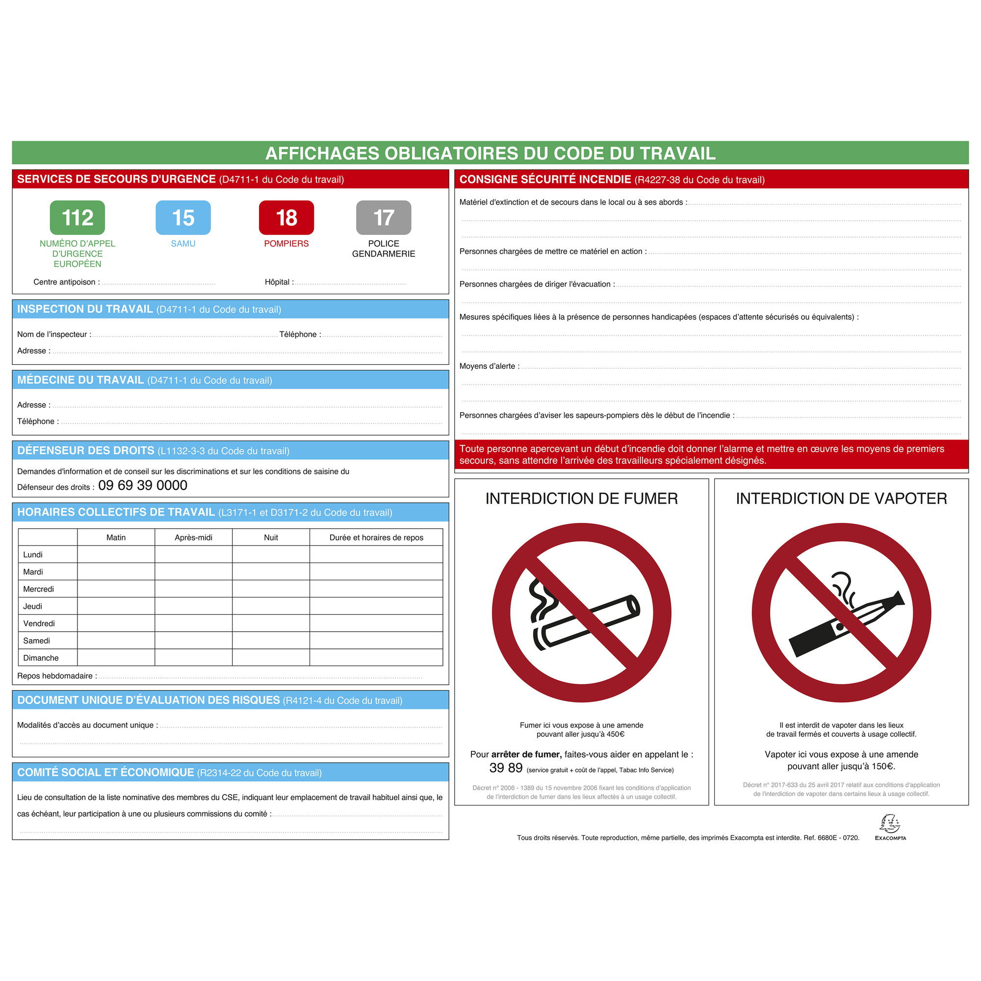 Affichage obligatoire Code du travail - Document d'entreprise