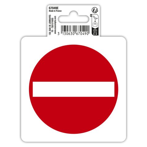 Panneau PVC adhésif antidérapant Sens interdit 10 cm - Rouge