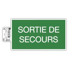 Panneau PVC adhésif antidérapant Issue de Secours 20x11 cm - Vert