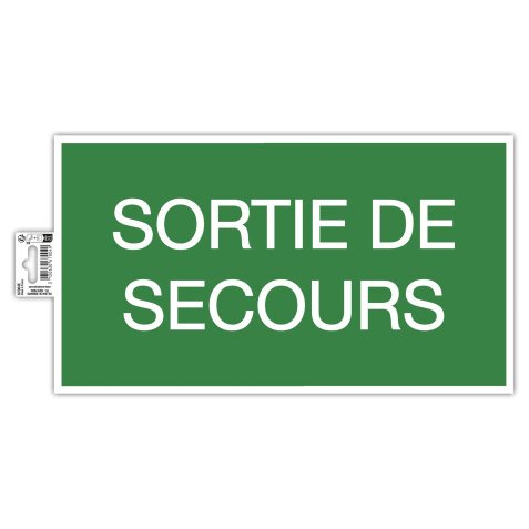 Panneau adhésif Issue de Secours 35x20 cm - Vert