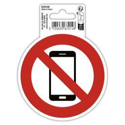 Zelfklevend bord mobiel telefoneren verboden 10cm - Rood