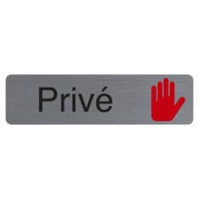 Sign adhesive aluminium effect Private 16.5 x 4.4 cm - Grey