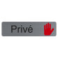 Sign adhesive aluminium effect Private 16.5 x 4.4 cm - Grey