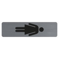 Plaque verticale adhésive imitation aluminium Dame 16,5X4,4 cm - Gris