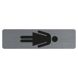 Plaque verticale adhésive imitation aluminium Dame 16,5X4,4 cm - Gris