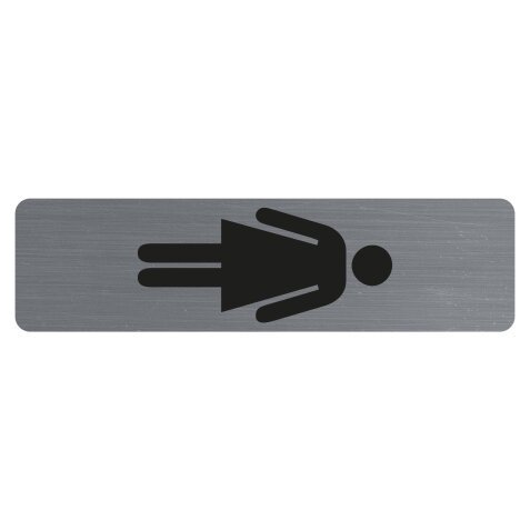 Plaque verticale adhésive imitation aluminium Dame 16,5X4,4 cm - Gris