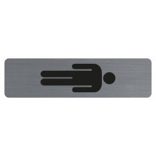 Plaque adhésive imitation aluminium Homme 16,5X4,4 cm - Gris