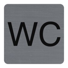 Sign adhesive aluminium effect WC 7.5x7.5 cm - Grey