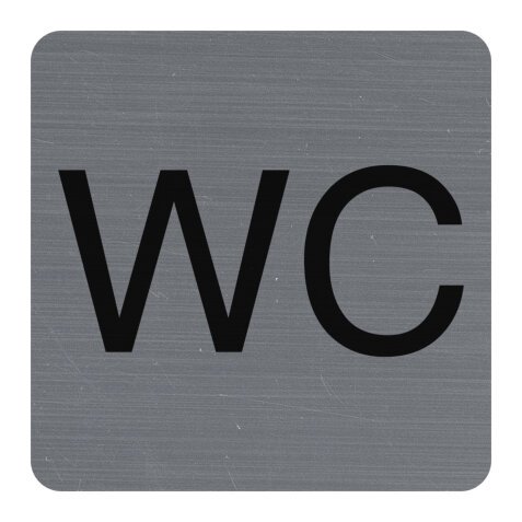 Exacompta, Hinweisschild selbstklebend, Aluminiumoptik, WC 7,5x7,5 cm - Grau