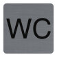 Plaque adhésive imitation aluminium WC 7,5x7,5 cm - Gris