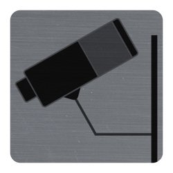 Plaque adhésive imitation aluminium Surveillance caméra 7,5x7,5 cm - Gris