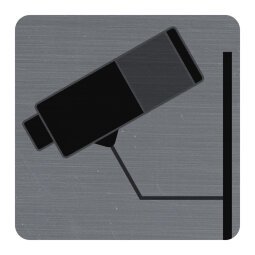 Plaque adhésive imitation aluminium Surveillance caméra 7,5x7,5 cm - Gris