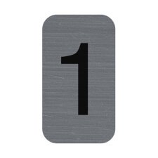 Plaque adhésive imitation Aluminium Chiffre 1 2,5x4,4 cm - Gris