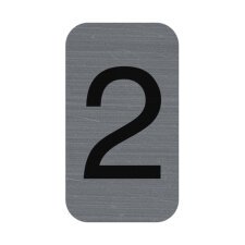 Sign adhesive aluminium effect Number 2 2.5x4.4 cm - Grey