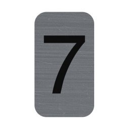Plaque adhésive imitation Aluminium Chiffre 7 2,5x4,4 cm - Gris