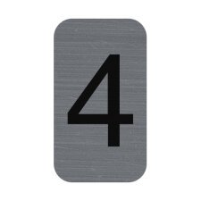 Sign adhesive aluminium effect Number 4 2.5x4.4 cm - Grey