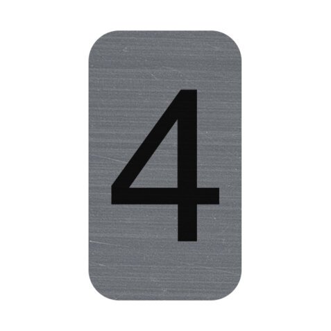 Plaque adhésive imitation Aluminium Chiffre 4 2,5x4,4 cm - Gris