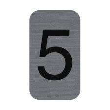 Sign adhesive aluminium effect Number 5 2.5x4.4 cm - Grey