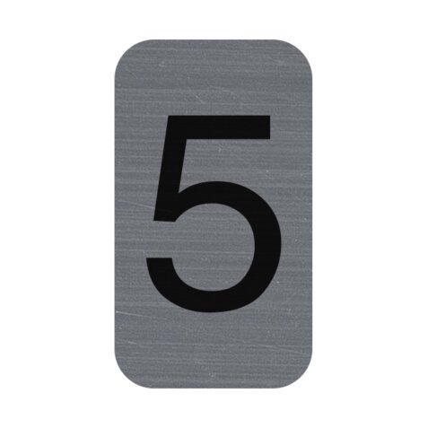 Plaque adhésive imitation Aluminium Chiffre 5 2,5x4,4 cm - Gris