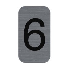 Sign adhesive aluminium effect Number 6 2.5x4.4 cm - Grey