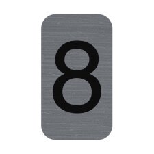 Sign adhesive aluminium effect Number 8 2.5x4.4 cm - Grey