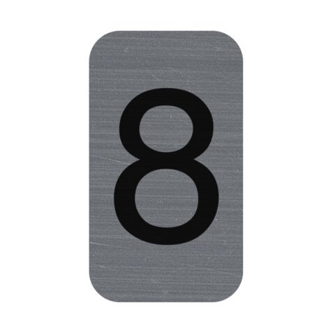 Sign adhesive aluminium effect Number 8 2.5x4.4 cm - Grey