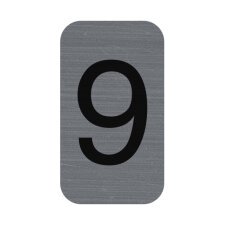 Sign adhesive aluminium effect Number 9 2.5x4.4 cm - Grey