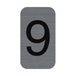 Plaque adhésive imitation Aluminium Chiffre 9 2,5x4,4 cm - Gris