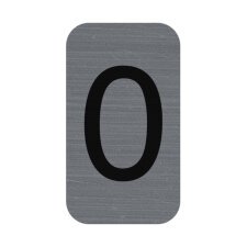 Plaque adhésive imitation Aluminium Chiffre 0 2,5x4,4 cm - Gris