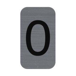 Sign adhesive aluminium effect Number 0 2.5x4.4 cm - Grey