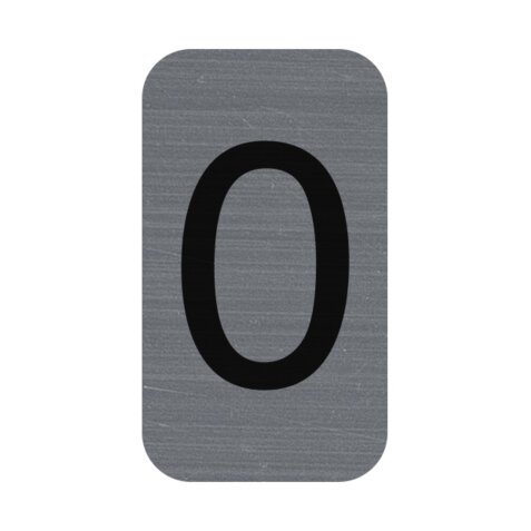 Sign adhesive aluminium effect Number 0 2.5x4.4 cm - Grey