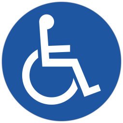 Paneel in niet-klevend polypropyleen 'Parking voor gehandicapten' 30 cm blauw