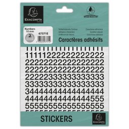 Pack of adhesive numbers 0-9 Black 10 mm - Black