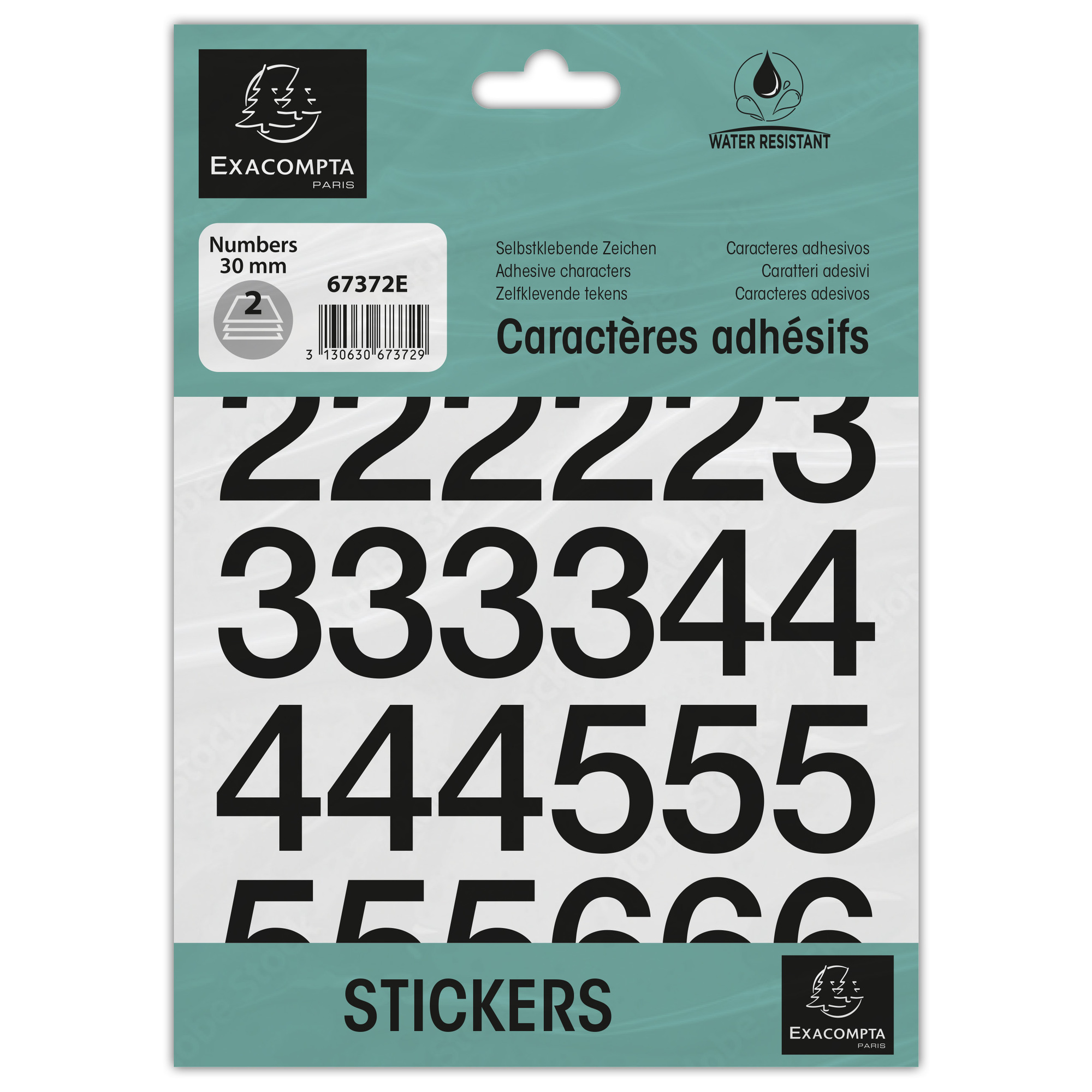 Pack of adhesive numbers 0 9 Black 30 mm Black on bruneau.be