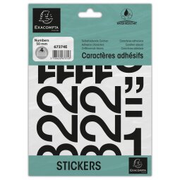 Pack of adhesive numbers 0-9 Black 50 mm - Black