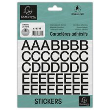 Hoesje met zelfklevende letters zwart A-Z 20 mm - zwart