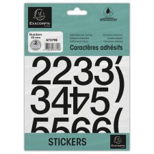 Pack of adhesive numbers 0-9 Black 40 mm - Black