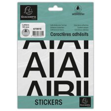 Pack of adhesive letters A-Z Black 50 mm - Black