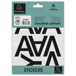 Pack of adhesive letters A-Z Black 60 mm - Black