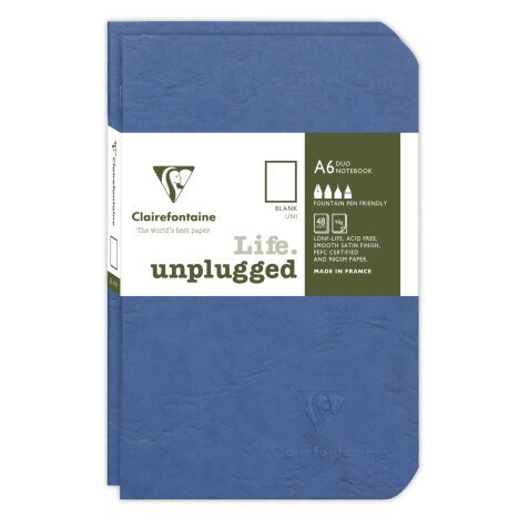 Set de 2 carnets piqués Age Bag 9x14 96 pages uni - Bleu