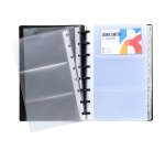 Porte-cartes de visite à anneaux et pochettes détaclables A5 - Noir