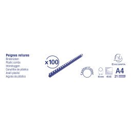 Boite 100 reliures spirales plastique 10mm - Blanc