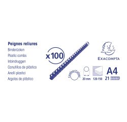 Canutillos de plástico 20 mm Ø Exacompta negro - caja de 100