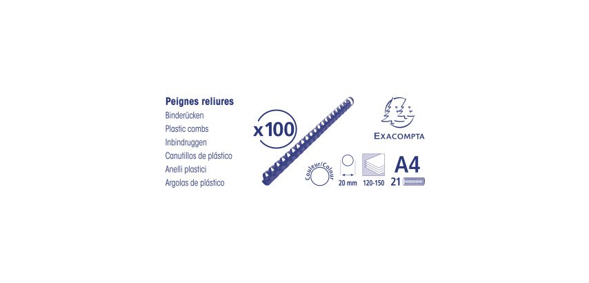 Canutillos de plástico 20 mm Ø Exacompta negro - caja de 100