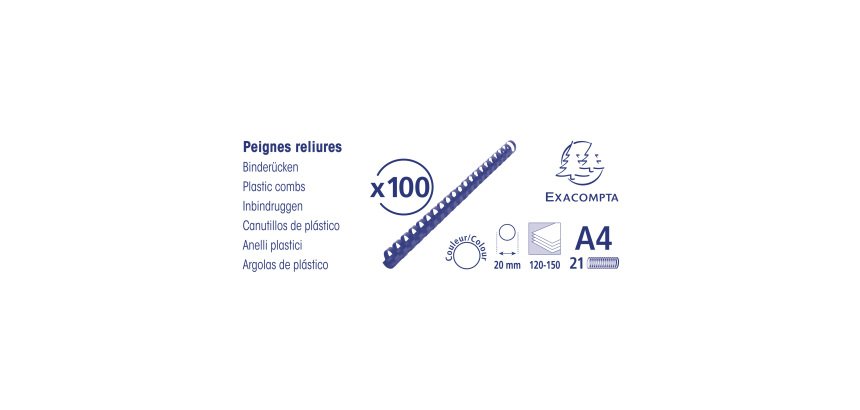 Canutillos de plástico 20 mm Ø Exacompta negro - caja de 100