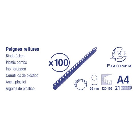 Canutillos de plástico 20 mm Ø Exacompta negro - caja de 100
